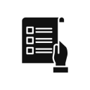 Checklist icon with a hand holding paper.